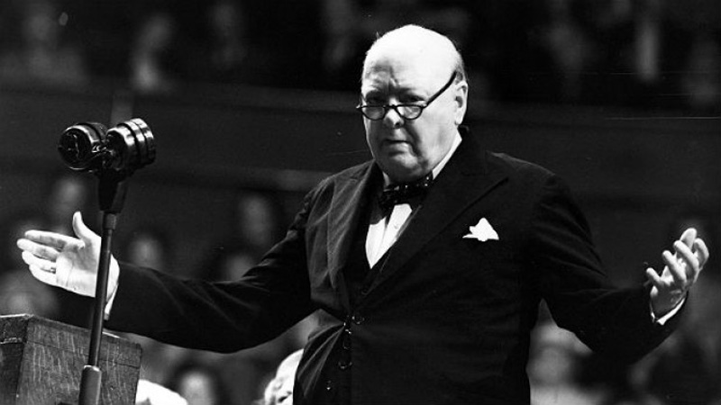 Churchill delivering a speech